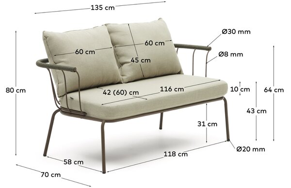Kave Home Zahradní pohovka Salguer 135 cm