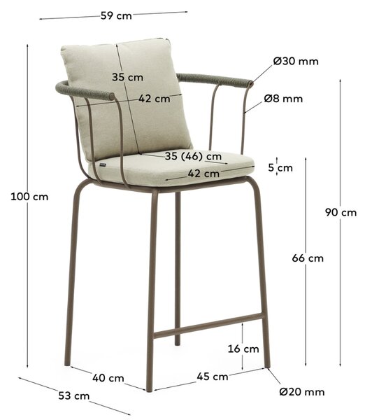 Béžová látková zahradní barová židle Kave Home Salguer 66 cm