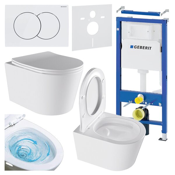 BPS-koupelny Podomítkový modul Geberit DuoFix s WC mísou EL-WH-03 + ovládací tlačítko Delta 01 bílá