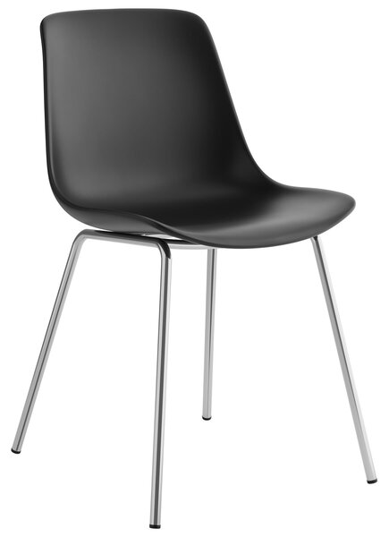 Tectake Plastové židle Mave, ergonomické, 120 kg - černá/chromová, Sada 4 kusů