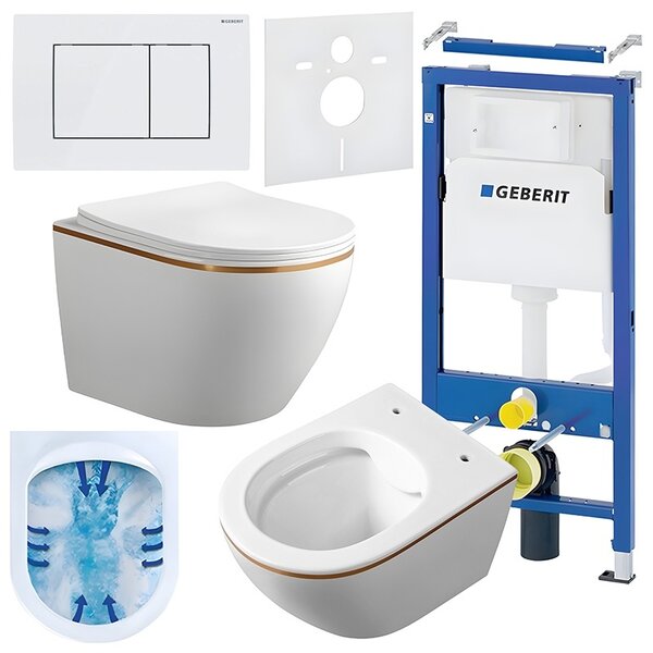 BPS-koupelny Podomítkový modul Geberit DuoFix s WC mísou MU-WH-GL-RIM-03 + ovládací tlačítko Delta 30 bílá