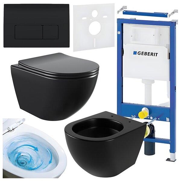 BPS-koupelny Podomítkový modul Geberit DuoFix s WC mísou NO-MTB-03 + ovládací tlačítko Delta 50 černá lesk