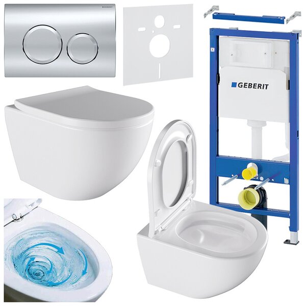 BPS-koupelny Podomítkový modul Geberit DuoFix s WC mísou NO-WH-02 + ovládací tlačítko Delta 20 chrom
