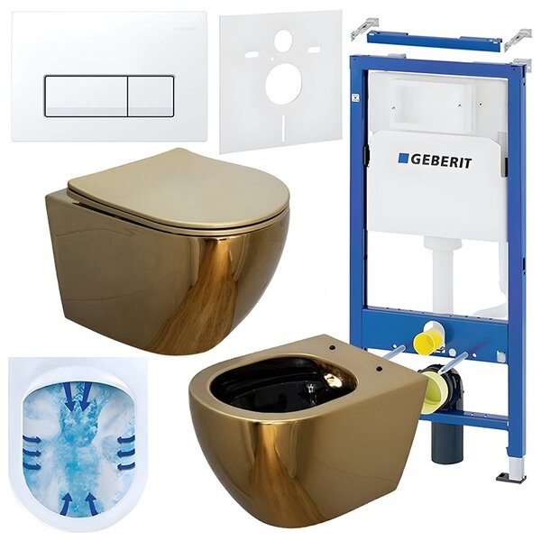 BPS-koupelny Podomítkový modul Geberit DuoFix s WC mísou MU-GL-BL-RIM-03 + ovládací tlačítko Delta 50 bílá