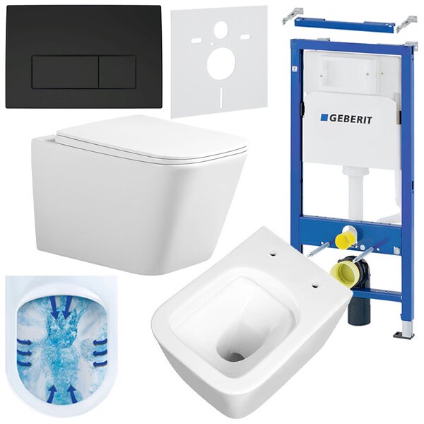 BPS-koupelny Podomítkový modul Geberit DuoFix s WC mísou RN-WH-RIM-03 + ovládací tlačítko Delta 50 černá mat