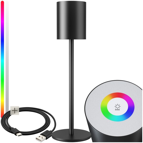 Tectake Moderní stolní lampa Corly, LED, 7 barev světla, stmívatelná - černá
