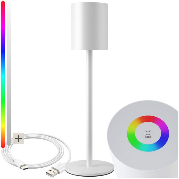 Tectake Moderní stolní lampa Corly, LED, 7 barev světla, stmívatelná - bílá