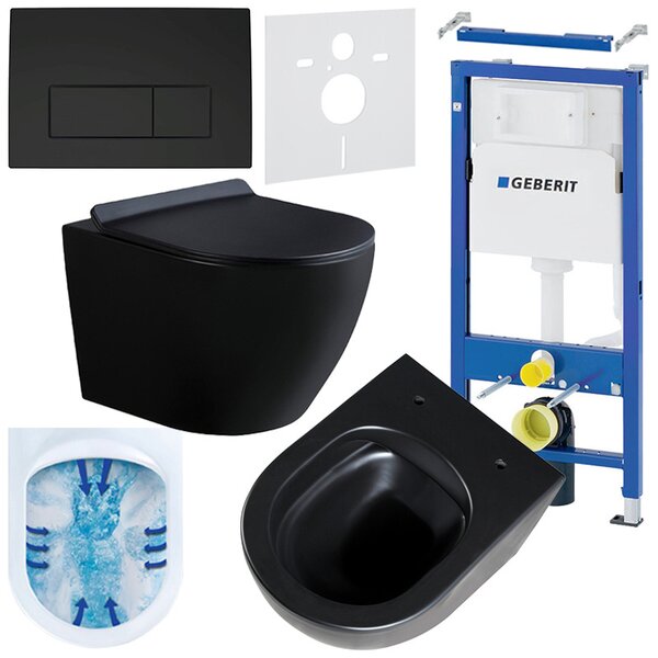 BPS-koupelny Podomítkový modul Geberit DuoFix s WC mísou MU-MTB-RIM-01 + ovládací tlačítko Delta 50 černá mat