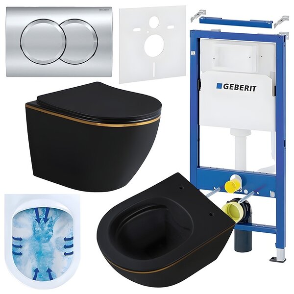 BPS-koupelny Podomítkový modul Geberit DuoFix s WC mísou MU-MTB-GL-RIM-03 + ovládací tlačítko Delta 01 chrom