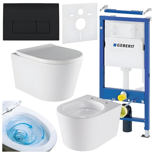 BPS-koupelny Podomítkový modul Geberit DuoFix s WC mísou EL-WH-02 + ovládací tlačítko Delta 50 černá lesk