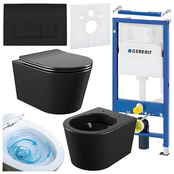 BPS-koupelny Podomítkový modul Geberit DuoFix s WC mísou EL-MTB-03 + ovládací tlačítko Delta 50 černá lesk