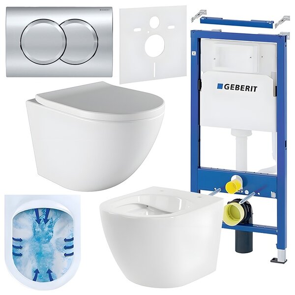 BPS-koupelny Podomítkový modul Geberit DuoFix s WC mísou PO-WH-02 + ovládací tlačítko Delta 01 chrom