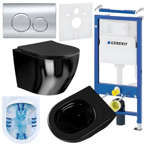 BPS-koupelny Podomítkový modul Geberit DuoFix s WC mísou MU-BL-RIM-03 + ovládací tlačítko Delta 20 chrom