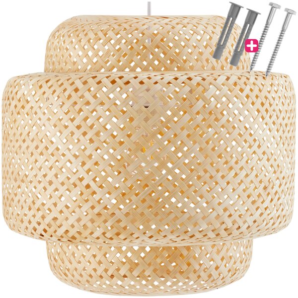 Tectake Stropní svítidlo Lignea Lux z bambusu,v boho stylu,40W - hnědá