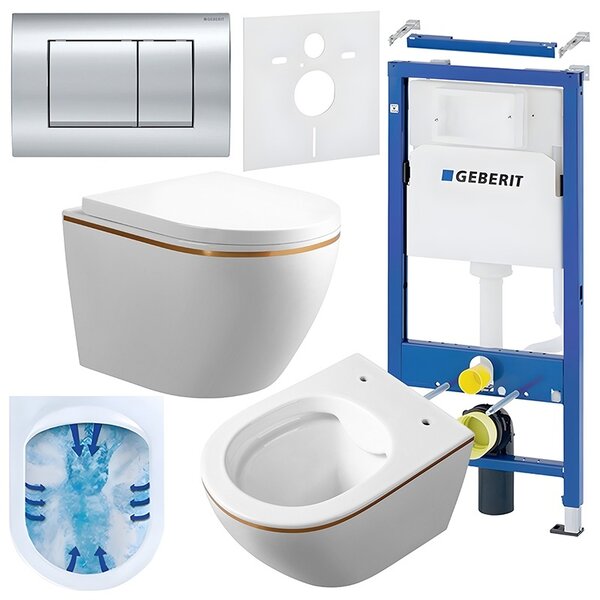 BPS-koupelny Podomítkový modul Geberit DuoFix s WC mísou MU-WH-GL-RIM-02 + ovládací tlačítko Delta 30 chrom