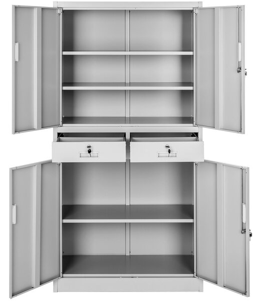 Tectake Kovová archivační skříň Cosmo se 2 zásuvkami 40x80x180cm - světle šedá