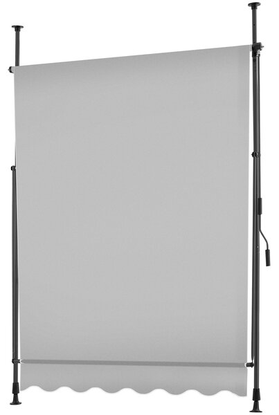 Tectake Upínací markýza s ruční klikou, výškově nastavitelná - 150 x 180 cm, světle šedá