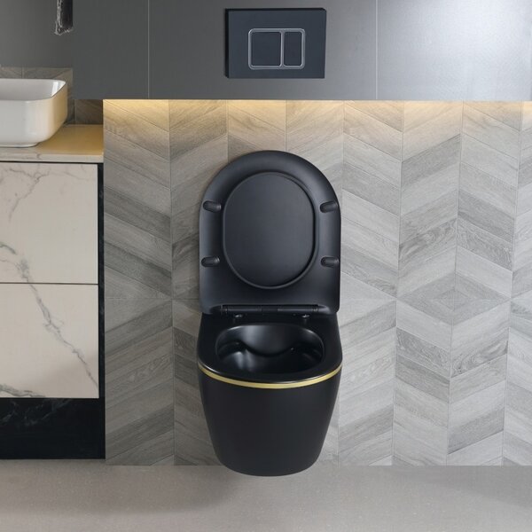 BPS-koupelny Podomítkový modul Geberit DuoFix s WC mísou MU-MTB-GL-RIM-03 + ovládací tlačítko Delta 50 černá lesk