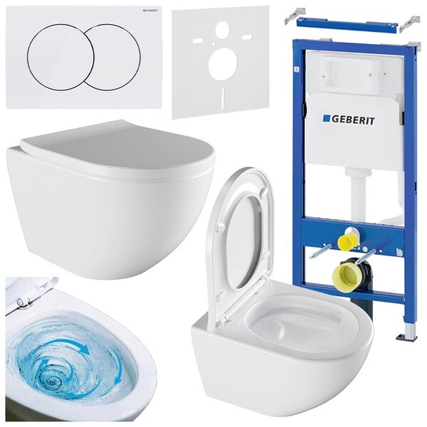 BPS-koupelny Podomítkový modul Geberit DuoFix s WC mísou NO-WH-02 + ovládací tlačítko Delta 01 bílá