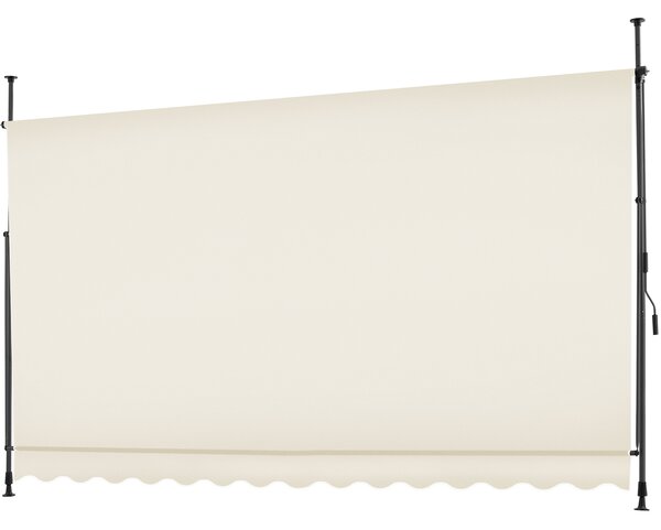 Tectake Upínací markýza s ruční klikou, výškově nastavitelná - 350 x 180 cm, béžová