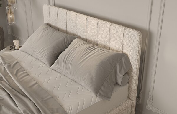 Maison de Rêve Světle béžová čalouněná dvoulůžková postel SWANKY 160 x 200 cm s úložným prostorem