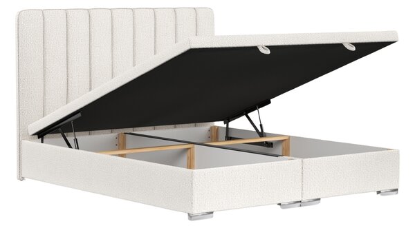 Maison de Rêve Světle béžová čalouněná dvoulůžková postel SWANKY 160 x 200 cm s úložným prostorem