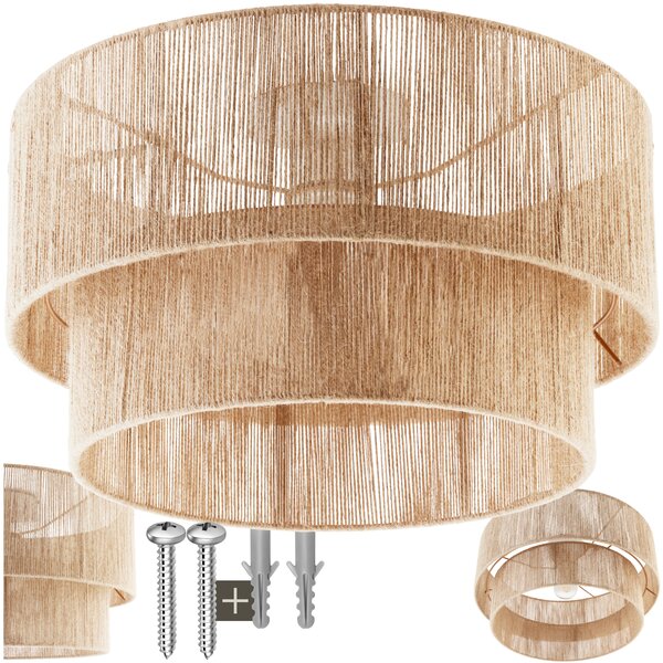 Tectake Stropní svítidlo Lignea Lux z juty v boho stylu,40W - hnědá