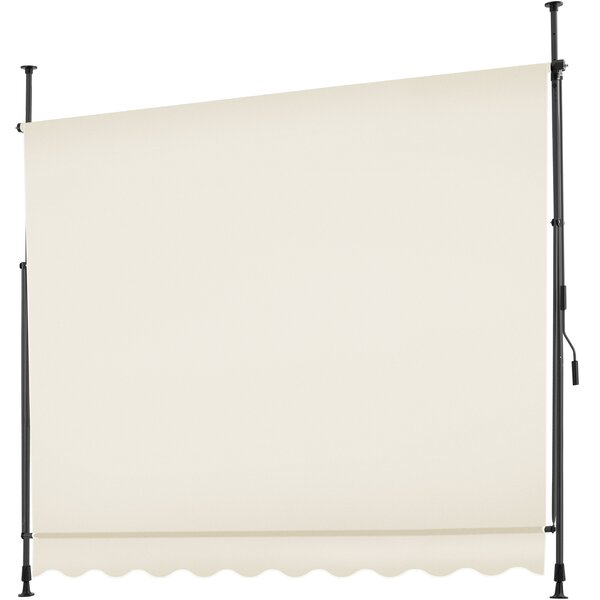 Tectake Upínací markýza s ruční klikou, výškově nastavitelná - 250 x 180 cm, béžová