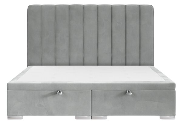 Maison de Rêve Šedá sametová dvoulůžková postel SWANKY 160 x 200 cm s úložným prostorem