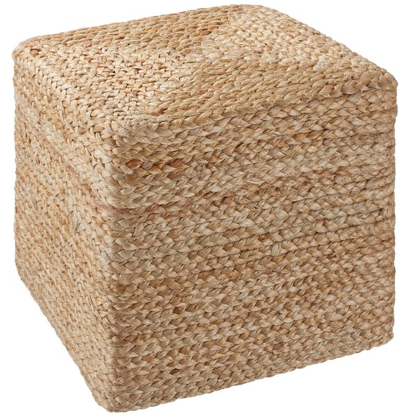 Tectake Ručně vyrobený taburet Banno Cube z juty, hranatý, boho styl - béžová