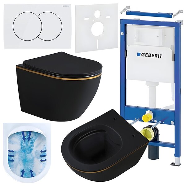 BPS-koupelny Podomítkový modul Geberit DuoFix s WC mísou MU-MTB-GL-RIM-03 + ovládací tlačítko Delta 01 bílá