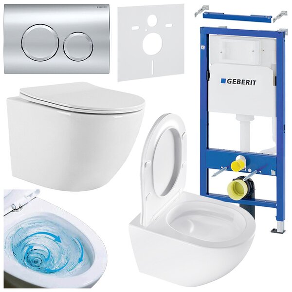 BPS-koupelny Podomítkový modul Geberit DuoFix s WC mísou NO-WH-03 + ovládací tlačítko Delta 20 chrom