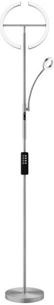 Tectake Stojací lampa Auralis LED 20W, čtecí světlo, stmívatelná - Matný nikl
