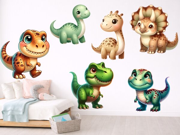 Dinosauříci textilní přelepitelné samolepky na zeď arch 77 x 60 cm