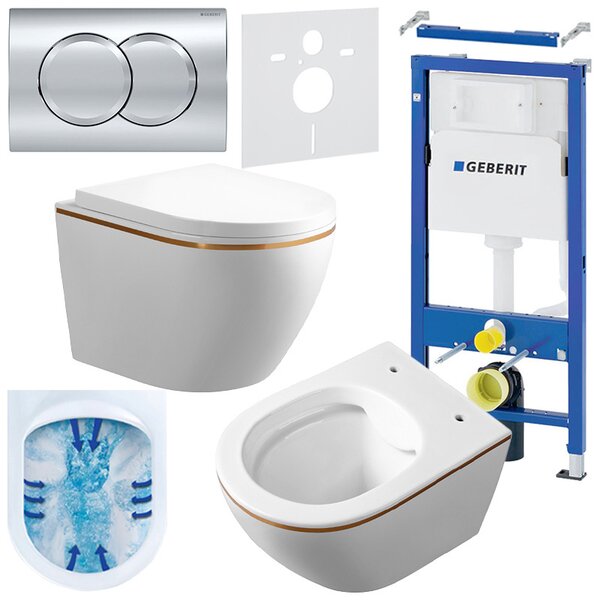 BPS-koupelny Podomítkový modul Geberit DuoFix s WC mísou MU-WH-GL-RIM-02 + ovládací tlačítko Delta 01 chrom