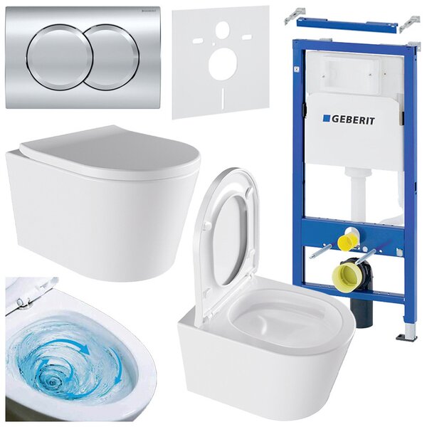 BPS-koupelny Podomítkový modul Geberit DuoFix s WC mísou EL-WH-02 + ovládací tlačítko Delta 01 chrom