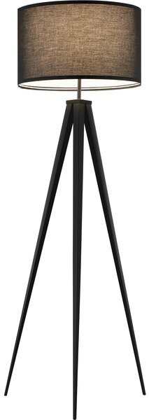 Tectake Stojací lampa Lunaris, textilní stínidlo, trojnožka - černá