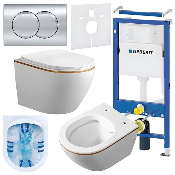 BPS-koupelny Podomítkový modul Geberit DuoFix s WC mísou MU-WH-GL-RIM-03 + ovládací tlačítko Delta 01 chrom