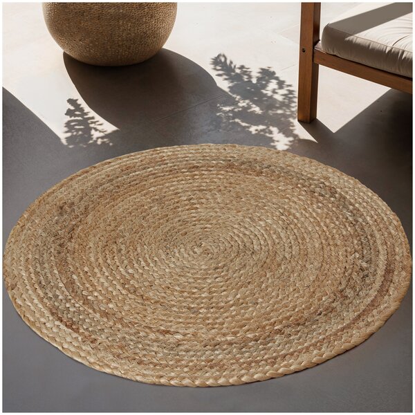 Tectake Ručně tkaný koberec Glim z juty, boho styl, kulatý - Ø 60 cm