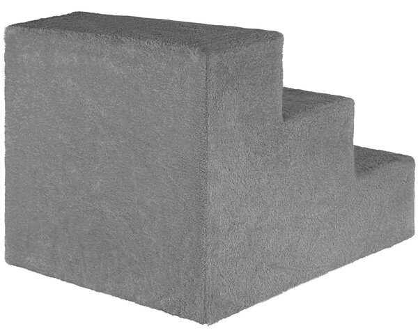 Tectake Schody pro domácí mazlíčky Paw Path s plyšovým potahem 37 x 45 x 34,5 cm - šedá