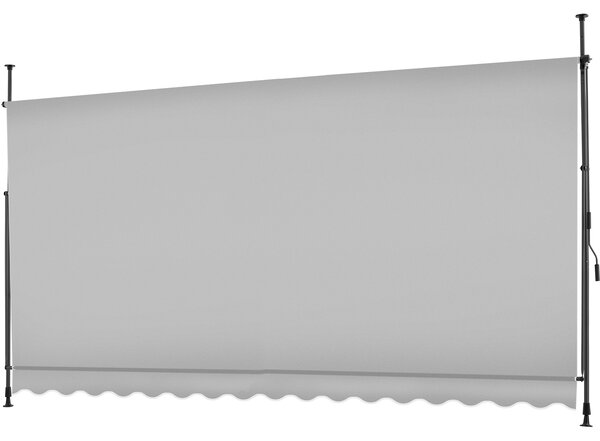 Tectake Upínací markýza s ruční klikou, výškově nastavitelná - 400 x 180 cm, světle šedá