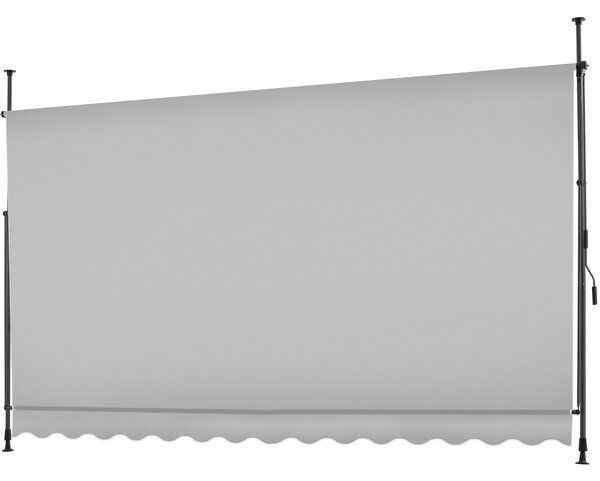 Tectake Upínací markýza s ruční klikou, výškově nastavitelná - 350 x 180 cm, světle šedá