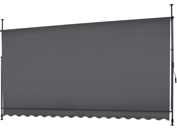 Tectake Upínací markýza s ruční klikou, výškově nastavitelná - 400 x 180 cm, černá/šedá