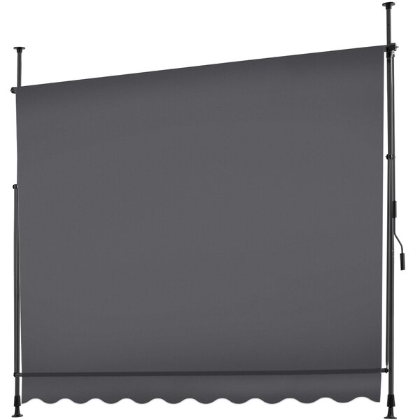 Tectake Upínací markýza s ruční klikou, výškově nastavitelná - 250 x 180 cm, černá/šedá