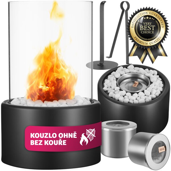 Tectake Bioethanolový stolní krb Damine, žáruvzdorný, 2 spalovací komory - černá