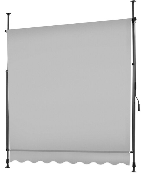Tectake Upínací markýza s ruční klikou, výškově nastavitelná - 200 x 180 cm, světle šedá