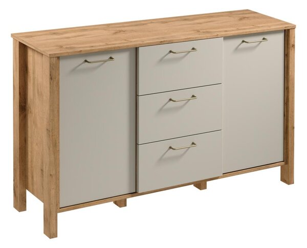 Komoda MENTA 138x81x40 cm dub wotan/šedá