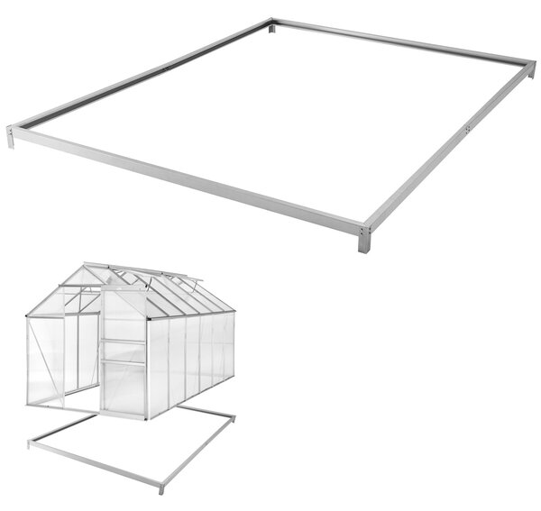 Tectake skleník z hliníku se základem, 185x375x195cm - průhledná