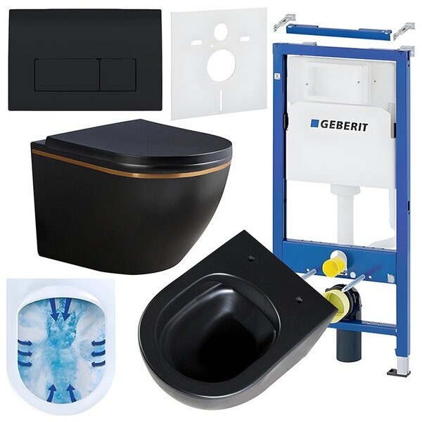BPS-koupelny Podomítkový modul Geberit DuoFix s WC mísou PK-MTB-GL-RIM-02 + ovládací tlačítko Delta 50 černá lesk