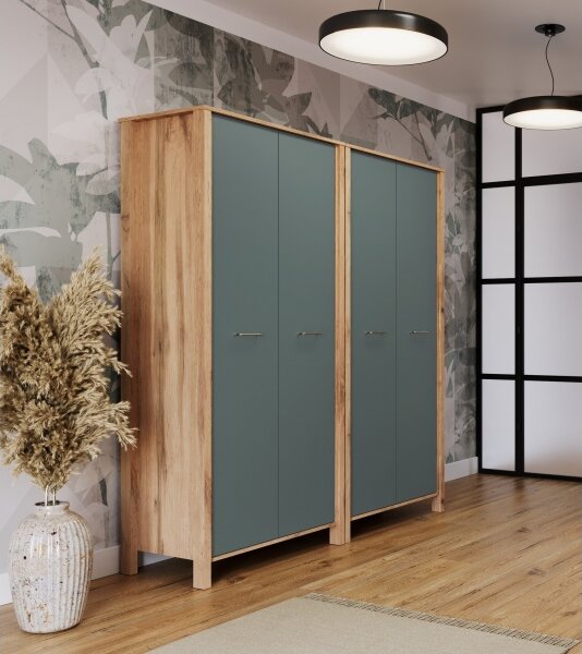 Komoda MENTA 90x200x53 cm dub wotan/zelená